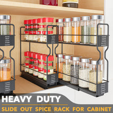 Load image into Gallery viewer, SpaceAid Pull Out Spice Rack Organizer for Cabinet, Heavy Duty Slide Out Seasoning Kitchen Organizer, Cabinet Organizer, with Labels, 5.2&quot; W x10.75 D x10 H, 2 Drawers 2-Tier