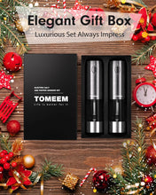Load image into Gallery viewer, Upgraded Larger Capacity Electric Salt and Pepper Grinder Set Rechargeable with LED lights, Stainless Steel Automatic Pepper and Salt Grinder Refillable with 5 Adjustable Coarseness