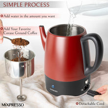 Load image into Gallery viewer, Mixpresso Small Percolator Coffee Pot Electric 4 Cup, Stainless Steel Coffee Maker, Coffee Percolator Electric With Keep Warm Function, 4 Cups Stainless Steel Perculator With Basket