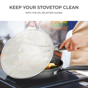 Belwares Nonstick Frying Pan with Spatula & Lid - 10 Inch Non Stick Skillet Egg Frying Pan - Lightweight Aluminum Hard-Anodized Fry Pan for Kitchen Cooking with Gas, Electric, Oven or Induction