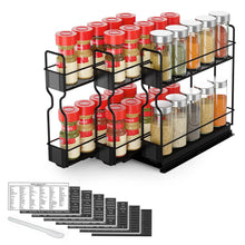 Load image into Gallery viewer, SpaceAid Pull Out Spice Rack Organizer for Cabinet, Heavy Duty Slide Out Seasoning Kitchen Organizer, Cabinet Organizer, with Labels, 5.2&quot; W x10.75 D x10 H, 2 Drawers 2-Tier