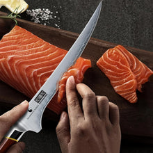 Load image into Gallery viewer, Fillet Knife 7 Inch, Japanese Super Steel Boning Knife for Meat Chicken Cutting, Razor Sharp Fish Fillet Knives with Ergonomic Red Sandalawooden Handle