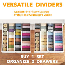 Load image into Gallery viewer, SpaceAid Bamboo Dresser Drawer Dividers 6 Pack, 4.65“ High Adjustable 12.5“-17” Drawer Organizers, Expandable Organization for Clothing, Clothes, Dressers, Natural