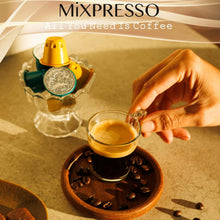 Load image into Gallery viewer, Mixpresso Coffee Espresso Capsules Compatible With Nespresso Original Brewers Single Cup Coffee Pods 100% from Italy Dark Roast Espresso, 50 Count Coffee Capsules - Lungo Intensity - 10/12