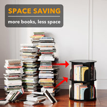 Load image into Gallery viewer, SpaceAid 4 Tier Rotating Bookshelf Tower, Spinning Bookcase Lazy Susan, Revolving 360 Book Shelf Storage Round Carousel, Vertical Rotate Turning Spiral Corner Organizer, White