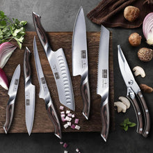 Load image into Gallery viewer, 8-Piece Kitchen Knife Set, Japanese High Carbon Super Steel Knife Set with Block, Professional Ultra Sharp Chef Knife Set with Scissors