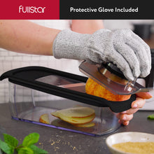 Load image into Gallery viewer, Mandoline Slicer for Kitchen, Fruit Cutter, Cheese Grater, Cucumber Slicer, Veggie Spiralizer, Food Cutter &amp; Kitchen Gadgets with Safety Glove (6 in 1, White)