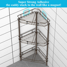 Load image into Gallery viewer, 4 Tier Floor Standing Corner Shower Caddy Organizer Shelf with Hooks, Bathroom Shelves Stand Rack, Black