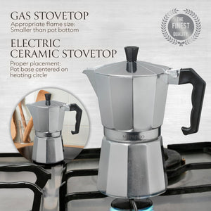 Mixpresso 3 Cup Moka Pot Coffee Maker for Gas, Electric Stove Top, Classic Italian Espresso Maker, Stovetop for Camping, Makes 5 Oz Cuban Coffee