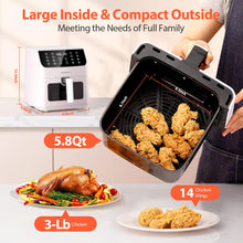 Load image into Gallery viewer, Beelicious 5.8QT Large Air Fryer, 12-in-1 Digital Airfryer with Clear Window, 40+ Recipes, Flavor-Lock Tech, Shake Reminder, Compact, Quiet, Dishwasher Safe, Nonstick (Cherry Pink)