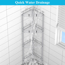 Load image into Gallery viewer, 4 Tier Floor Standing Corner Shower Caddy Organizer Shelf with Hooks, Bathroom Shelves Stand Rack, Black