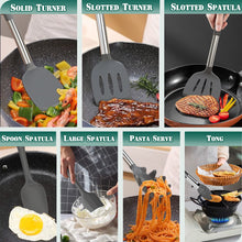 Load image into Gallery viewer, Umite Chef Silicone Kitchen Cooking Utensil Set, 43 pcs Spatula Set with Stainless Steel Handle, Non-stick Heat Resistant - Best Cookware Set-(Khaki)