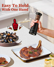 Load image into Gallery viewer, Electric Salt and Pepper Grinder Set with Storage Base, Stainless Steel Rechargeable Salt and Pepper Grinder Set with 4.5 oz Large Capacity, 1.8&quot; Wide Mouth, Adjustable Coarseness, Ideal for Kitchen
