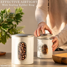 Load image into Gallery viewer, Mixpresso 3 Piece Black Canisters Sets For The Kitchen, Jars With See Window, Airtight Coffee Container Tea Organizer &amp; Sugar Canister, Kitchen Canisters Set of 3 Black Kitchen Décor