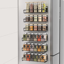 Load image into Gallery viewer, 6 Pack Magnetic Spice Rack Organizer for Refrigerator and Microwave Oven, Metal Fridge Shelf for Kitchen, Matt Black