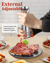 Load image into Gallery viewer, Electric Salt and Pepper Grinder Set with Storage Base, Stainless Steel Rechargeable Salt and Pepper Grinder Set with 4.5 oz Large Capacity, 1.8&quot; Wide Mouth, Adjustable Coarseness, Ideal for Kitchen