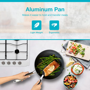 Belwares Nonstick Frying Pan with Spatula & Lid - 10 Inch Non Stick Skillet Egg Frying Pan - Lightweight Aluminum Hard-Anodized Fry Pan for Kitchen Cooking with Gas, Electric, Oven or Induction