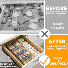 Load image into Gallery viewer, SpaceAid Spice Drawer Organizer with 28 Spice Jars, 386 Spice Labels, 4 Tier Seasoning Rack Tray Insert for Kitchen Drawers, 13&quot; Wide x 17.5&quot; Deep