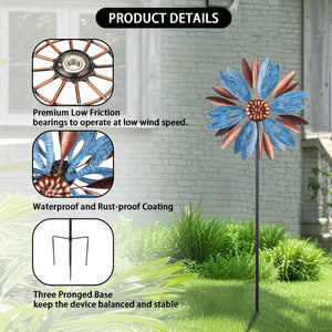 WONDER GARDEN Wind Spinners Outdoor - 2 Pack Small Metal Hummingbird Green Wind Spinner Windmill, Wind Sculpture for Yard Patio Lawn Decor
