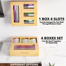 Load image into Gallery viewer, SpaceAid Bag Storage Organizer for Kitchen Drawer, Bamboo Organizer, Compatible with Gallon, Quart, Sandwich and Snack Variety Size Bag (4 Pack)
