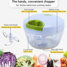 Load image into Gallery viewer, Brieftons QuickPull Manual Food Chopper: Large 4-Cup Powerful Hand Pull Chopper/Mincer/Mixer Blender to Chop Onion, Garlic, Vegetables, Fruits, Herbs for Salsa, Salad, Pesto, Puree, Indian Cooking