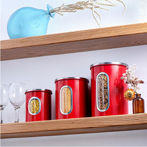 Mixpresso 3 Piece Black Canisters Sets For The Kitchen, Jars With See Window, Airtight Coffee Container Tea Organizer & Sugar Canister, Kitchen Canisters Set of 3 Black Kitchen Décor