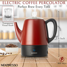 Load image into Gallery viewer, Mixpresso Small Percolator Coffee Pot Electric 4 Cup, Stainless Steel Coffee Maker, Coffee Percolator Electric With Keep Warm Function, 4 Cups Stainless Steel Perculator With Basket