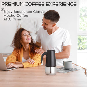 Mixpresso 9 Cup Greca Stovetop Espresso Maker 450ml/15oz, Moka Pot with Coffee Percolator Design, Stainless Steel Stove Top Coffee Maker for Camping or Home Use, Italian Coffee Maker Stovetop