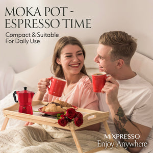 Mixpresso 3 Cup Moka Pot Coffee Maker for Gas, Electric Stove Top, Classic Italian Espresso Maker, Stovetop for Camping, Makes 5 Oz Cuban Coffee