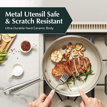 Load image into Gallery viewer, Redchef Ceramic Nonstick Frying Pan 9.5-Inch with Honeycomb Coating, Stay-Cool Handle, Dishwasher &amp; Oven Safe, Induction Ready, PTFE PFAS-Free, All Cooktops