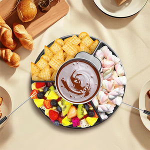 MINI Melting Fondue Set, 10oz Electric Chocolate Melting Pot with 6PCS Forks, Cute Chocolate Fondue Fountain, Warmer Machine for Milk Chocolate, Cheese, Butter, Candy (Coffee)