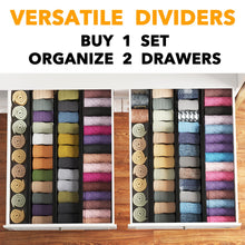 Load image into Gallery viewer, SpaceAid Bamboo Dresser Drawer Dividers 6 Pack, 4.65“ High Adjustable 12.5“-17” Drawer Organizers, Expandable Organization for Clothing, Clothes, Dressers, Natural