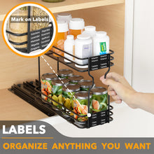 Load image into Gallery viewer, SpaceAid Pull Out Spice Rack Organizer for Cabinet, Heavy Duty Slide Out Seasoning Kitchen Organizer, Cabinet Organizer, with Labels, 4.5&quot; W x10.75 D x8.5 H, 1 Drawer 2-Tier