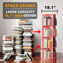 Load image into Gallery viewer, SpaceAid 4 Tier Rotating Bookshelf Tower, Spinning Bookcase Lazy Susan, Revolving 360 Book Shelf Storage Round Carousel, Vertical Rotate Turning Spiral Corner Organizer, White