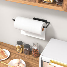 Load image into Gallery viewer, Paper Towel Holder Under Cabinet - Wall Mounted Paper Towel Holder No Drilling, Adhesive Under Cabinet Roll Holder, Black Kitchen Towel Holder, 31 x 8 x 3.5 cm, Aluminum, Black