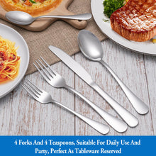 Load image into Gallery viewer, 16 Pcs Forks and Spoons Silverware Set,Food Grade Stainless Steel Flatware Cutlery Set for Home,Kitchen and Restaurant,Mirror Polished,Dishwasher Safe - 8 Dinner Fork(8 inch) and 8 Teaspoon(6.5 inch)