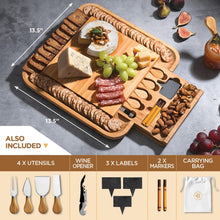 Load image into Gallery viewer, Charcuterie Board Gift Set - Bamboo Cheese Board and Knife Set - Housewarming Gifts for New Home, Wedding Gifts for Couples 2025, Bridal Shower Gifts, Birthday Gifts for Women