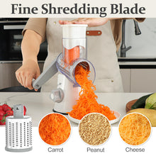 Load image into Gallery viewer, Rotary Cheese Grater Hand Crank Cheese Shredder for Fresh Cheese, Vegetable, Nuts,Non-slip Suction Base, Free Cleaning Brush Three Blades, Black