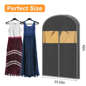 4 Pack 61'' Garment Bags for Hanging Clothes Storage, Travel, Clear Dress Bags for Gowns Long, Suit Bags for Closet Storage, Grey