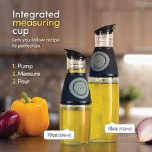 Load image into Gallery viewer, Olive Oil Dispenser Bottle with Pump - Oil Dispenser for Kitchen, Glass Oil and Vinegar Dispenser Set, Measured Cruet for Cooking - Ideal Oil Bottles for Kitchen Gadgets &amp; Gifts, 2 Pack