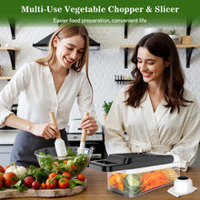 Load image into Gallery viewer, HomeHacks Vegetable Chopper Vegetable Cutter, 12 in 1 Multi-Functional Kitchen Gadget Set - Dicer, Slicer, Cutter, Julience, Cheese Grater, Egg Separator, Hand Guard - Veggie Chopper Lid with Handle