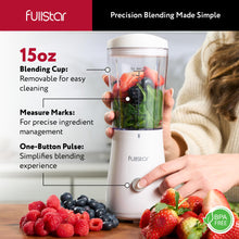 Load image into Gallery viewer, Portable Blender for Smoothies and Shakes – 15 oz Mini Personal Travel Blender with Sipper Lid, Compact Smoothie Maker for Office, Home, and Kitchen (White)