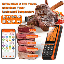 Load image into Gallery viewer, Smart Bluetooth Meat Thermometer - Long Range Wireless Food Thermometer, Temp Monitor with Dual Probes for BBQ, Oven, Grill &amp; Smoker-Effortless Steak, Pork, and Turkey Cooking