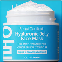 Load image into Gallery viewer, SeoulCeuticals Korean Skin Care Hyaluronic Acid Jelly Face Mask – Rice Bran + Vit B5 + Rosehip Anti Aging K Beauty Skincare for Plump Glowing Skin 2oz