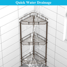 Load image into Gallery viewer, 4 Tier Floor Standing Corner Shower Caddy Organizer Shelf with Hooks, Bathroom Shelves Stand Rack, Black