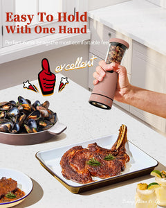 Electric Salt and Pepper Grinder, Stainless Steel Rechargeable Salt and Pepper Grinder Set with 4.5 oz Large Capacity, 1.8" Wide Mouth, Adjustable Coarseness, Ideal for Kitchen