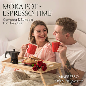 Mixpresso 3 Cup Moka Pot Coffee Maker for Gas, Electric Stove Top, Classic Italian Espresso Maker, Stovetop for Camping, Makes 5 Oz Cuban Coffee