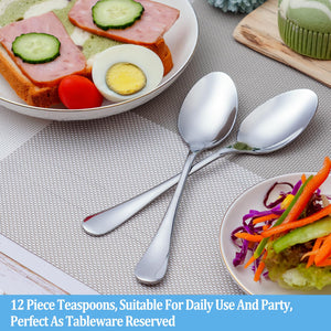 Teaspoon Set,16 Piece 6.7" Spoons Silverware, Premium Food Grade Stainless Steel Tea Spoons, Durable Small Spoon, Good Teaspoons, Kitchen Dessert Spoon Set, Mirror Finish & Dishwasher Safe