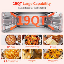 Load image into Gallery viewer, 19QT Digital 8-in-1 Air Fryer Toaster Oven, 550°F Flavor-Lock Tech, Flip Up &amp; Away Capability, 40+ Recipes, Airfryer Countertop Oven Combo, 4 Accessories, Fit 13&quot; Pizza Black
