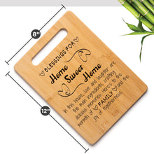 Load image into Gallery viewer, Housewarming Gifts for New Home - Bamboo Cutting Board with Engraved Message - New Home Essentials for Homeowners, Couples, Friends, or Family - Decorative Kitchen Gift Board, 12&quot; x 8&quot;